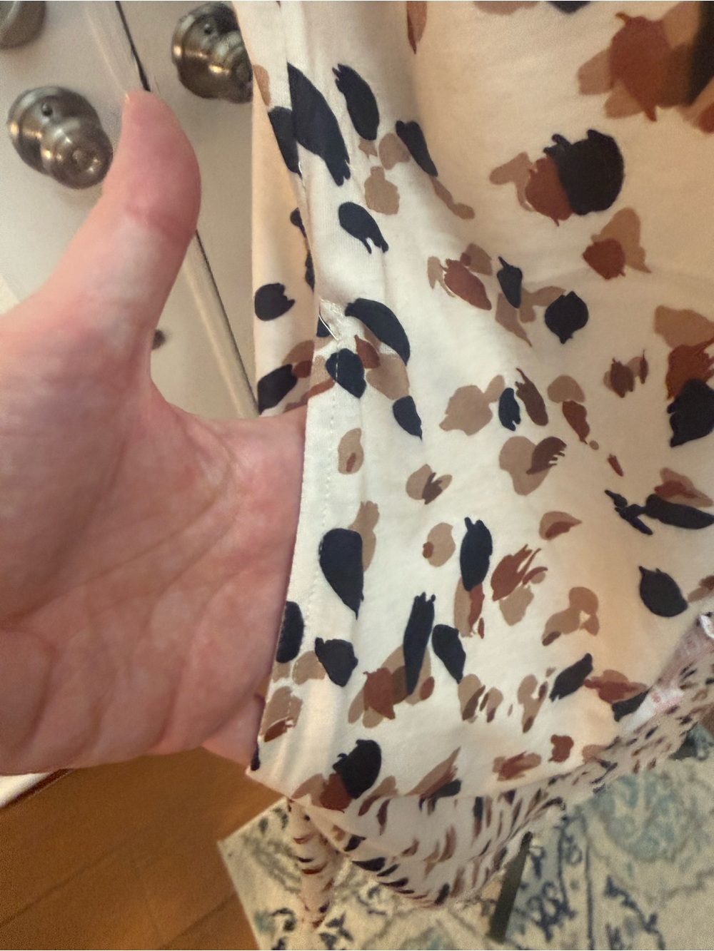 Women’s Beige Midi Dress with Brown & Black Print - Picture 5 of 13